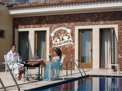 Metal Pool Sign, Personalized Family Pool Sign,Poolside Paradise Sign, Backyard Patio Sign,Swimming Metal Sign, Last Name Pool Sign, Pool Signs and Decor Outdoor, Custom Pool Sign(E)