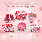 Rngmsi Mothers Day Plant Stakes Flower Pots Signs, 6PCS Happy Mother's Day Metal Garden Stakes Decorative Outdoor, Best Mom Ever Yard Decor for Home Lawn Party Supplies