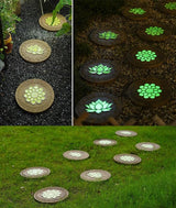 Stepping Luminous Stones for Garden, Lotus Pattern Outdoor Stepping Stone, Decorative Yard Art Step Stone for Walkways, Lawn, Patio, Path, Flower Bed (Color : Style 1, Size : 2pcs)