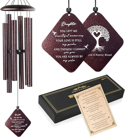 Memorial Gifts for Loss of Daughter, 32"" Sympathy Wind Chimes for Loss of Daughter, Loss of Daughter Sympathy Gift, Bereavement Gifts in Memory of a Loved Daughter, Bronze