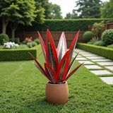 Tequila Rustic Sculpture, Metal Agave Plant Home Decor, DIY Hand Painted Metal Agave, Garden Yard Sculpture Lawn Home Art Decoration Statue, Garden Ornaments Outdoor Decor (Red)