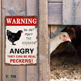 Funny Vintage Metal Chicken Coop Signs;Warning Do Not Make The Chickens Angry;for Farmhouse Gate Fence Wall Decor;Chicken Signs for Coop Funny Outdoor 8x12 In