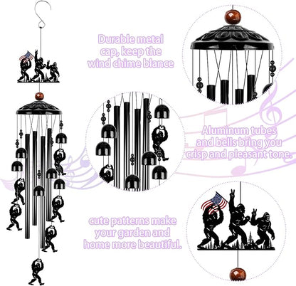 Sasquatch Wind Chime for Outside: Big Foot Gifts for Men Women, Adventure Theme Outdoor Metal Wind Chime, Home Garden Patio Yard Decor