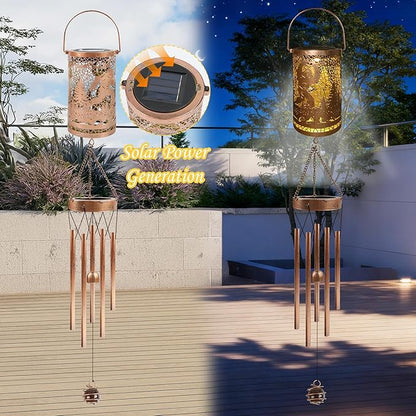 Sasquatch Solar Wind Chimes for Outside - Bigfoot Gifts Decor Outdoor Solar Lantern Wind Chimes, Metal Decorative Hanging Lights for Patio Porch Yard Lawn