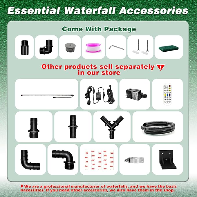 Waterfall Pool Fountain LONGRUNNEW 304 Stainless Steel 35.4" Rectangular Waterfall Spillway, Water Fall Fountain with Pipe Connector for Garden Outdoor, Swimming Pools, Fountains, Pond and Spa