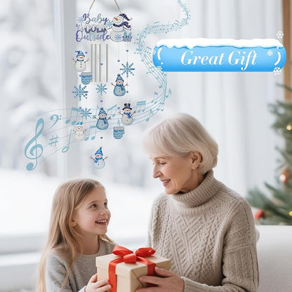 Christmas Snowman Metal Wind Chimes for Outside with S Hook and Snowflake 4 Tubes Metal Windchimes 37.4 Inch Indoor Outdoor Hanging Decoration Wind Chime for Home,Patio,Birthday Gifts Memorial Gift