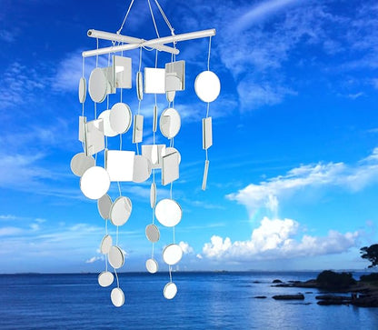 Woodstock Chimes Asli Arts Collection, Mirror Chime, Medium (20'') Capiz Wind Chimes for Outdoor, Patio, Home or Garden Décor (C125)