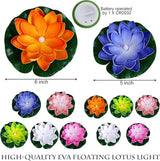 Waterproof Floating Lotus Light, 12PCS 5’’+ 6’’ Floating Lily Light Water Activated Artificial Flowers Battery Operated for Wedding Pool Anniversary Garden Decor(Mix-Color)