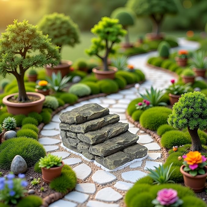 Miniature Resin Bridge, Straight Stairs, Stone Steps, Garden Fairy Ornament, Flower Pot, Plant, Micro Landscaping Decor, Bonsai Craft, Outdoor Statues, Outdoor Decor