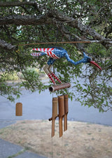 Cohasset Gifts | # 249GA Glen Stars & Stripes Bobbing Head Bird Bamboo Wind Chime