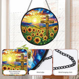 Rngmsi Stained Glass Window Hanging Cross, 8 Inch Sun Catcher Christian Cross and Sunflower Gift, Religious Easter Faith Christian Gifts for Wall Art Hanging Decorations