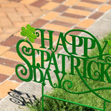 Glitzhome St. Patrick's Day Outdoor Decorations, 23.25"H Metal Happy St. Patrick's Day Yard Signs, Metal St. Patrick's Day Letters Decorative Garden Stake for Home Lawn Porch