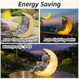 PETAFLOP Solar Cat Garden Statue Decor, Moon Cat Figurine Patio Balcony Yard Lawn Outdoor, I Love You to the Moon and Back Birthday Housewarming Gifts for Mom Grandma Women Cats Lover