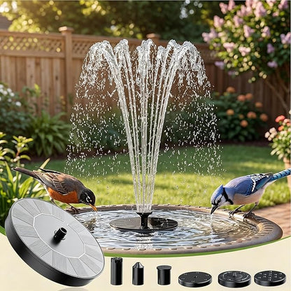 Solar Fountain for Bird Bath: Floating Mini Solar Powerd Water Fountain Outdoor with 6 Nozzles 2026 Upgraded Mini Fountains Pump for Brids Bath Garden Pond Pool