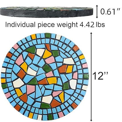 Garden Decoration - Mosaic Stepping Stone - Patio Decoration Stone 12 Inch (Blue)
