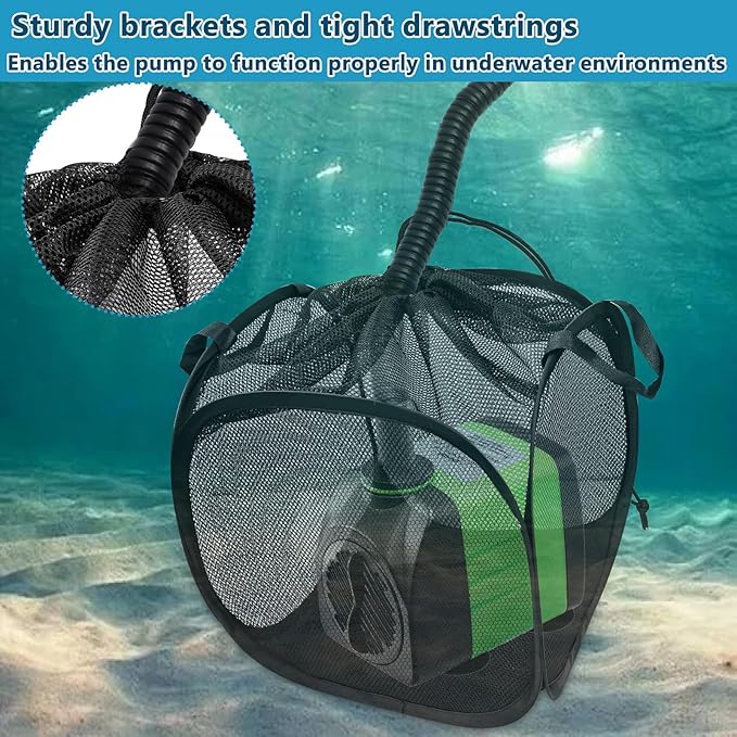 2Pcs Pop Up Pond Filter Bag 10inch Stainless Steel Wire Water Pump Barrier Box Cover Anti-Clogging Metal Frame Foldable Pump Mesh Basket with 2 Handles for Waterfall Swimming Pool Outdoor Fish Pond