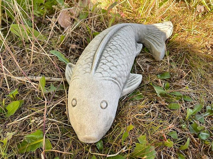 Koi Carp Fish Stone Garden Statue | Outdoor Animal Fishing Angling Gift Ornament