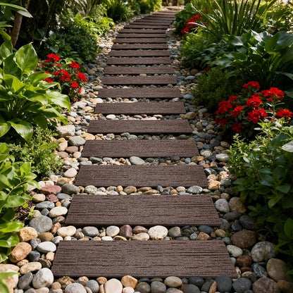 Sekcen 3 Pack Rubber Stepping Stones Outdoor Walkway Garden Recycled Paving Stones Pavers for Walkways