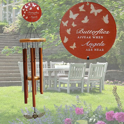 Sympathy Memorial Wind Chimes for Loss of Loved One - Large 26" Bronze Bereavement Gift for Outdoors, in Memory of Mother, Father, or Dog