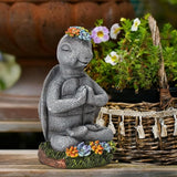 Meditating Turtle Garden Statue with Solar LED Lights - Zen Yoga Turtle Figurine with Succulents, 8.7-Inch Resin Garden Decor, IP65 Waterproof Outdoor Sculpture, Unique Birthday Gifts for Women Mom
