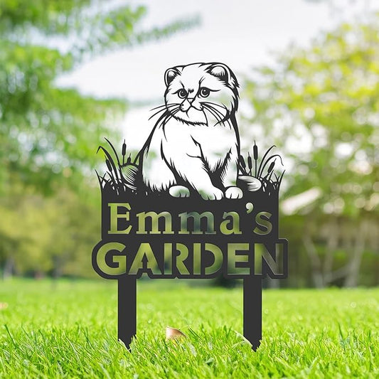 Personalized Cute Cat Kitten Metal Garden Sign,Custom Yard Sign With Stake,Outdoor Garden Décor,Pet Cat Lawn Garden Decorated Statue,Cat Sympathy Yard Metal Sign,Cat Lover Gifts Kailyard Plaque.