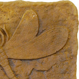 Athens Autumn Wheat Dragonfly Stepping Stone, 12” Square Concrete Garden Accent with Raised Dragonfly Design, Durable Outdoor Patio or Pathway Decor, Natural Brown Tones, Hand Cast Artisan Finish