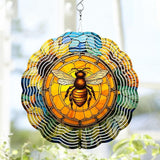 Bee Wind Spinner, Bee Stained Glass Wind Spinner, Wind Sculpture Bee Wind Spinners for Garden Patio Yard Decor