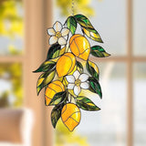 Lemon Branch Acrylic Suncatcher, Boho Suncatchers for Window Hanging Ornament, Stained Glass Effect Indoor Outdoor Garden Decor for Tropical Lover, Gifts for Mother's Day, Mom, Grandma, Wife, Women