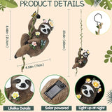 Colingmill 1Pcs 8x5 Inch Solar Sloth Hanging Statue Christmas Resin Garden Gnome Figurine Sloth Decorative with Hook Gifts for Mom Grandma for Outdoor Yard Tree Fence Balcony Wall Decor