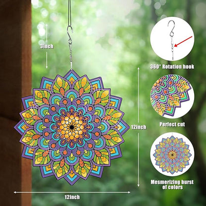 Mandala Gifts for Mom, Moms Wind Spinners, Mother's Day Best Gift for Mom, Mother Birthday Gift from Daughter Son, Love Reminder Gifts for Mother's Day, Garden Decor Gifts for Outside, Patio, 12in