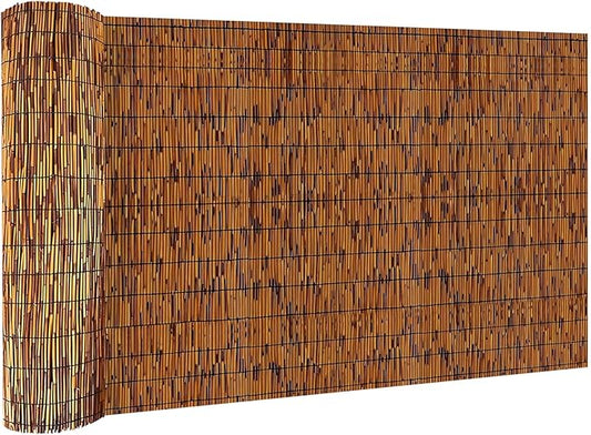 KOIUEYW Bamboo Reed Fencing, Light Russet Bamboo Screens Outdoor, Decorative Privacy Screen Reed Curtains for Patio Balcony Garden Backyard, 5 x 10 FT