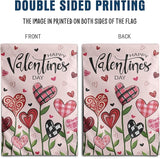 Happy Valentines Day Garden Flag Love Heart Floral Banner 12x18 Inch Double Sided for Outside Spring Holiday Anniversary Yard Decorative