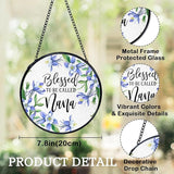 Nana Gifts Suncatchers Stained Glass Window Hanging, Blessed to Be Called Nana, Grandma Gifts for Mother's Day, Flower Sun Catchers Indoor Window Glass Wall Deco, 7.9x7.9in
