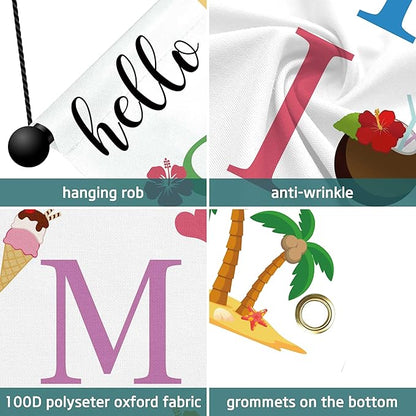 Lofaris Hello Summer Porch Sign Banner Hello Sunshine Party Decorations Beach Hanging Flag Summer Vacation Holiday Party Decor Yard Front Door Supplies