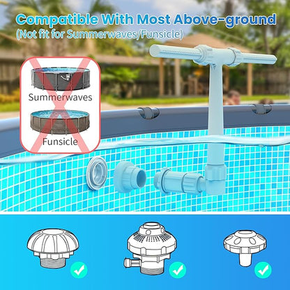 Pool Fountain for Above and In-Ground Pools, Dual Spray Waterfall Sprinkler Fountain, Above Ground Pool Accessories, Adjustable Waterfall Cooling and Relaxation(White)