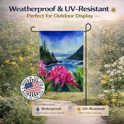 Caroline's Treasures Washington Coast Rhododendrons in Watercolor Garden Flag Mailbox Flag Decorative Yard Flag Banner Outside Patio Artwork Yard Flower Beds, Garden Size, Multicolor