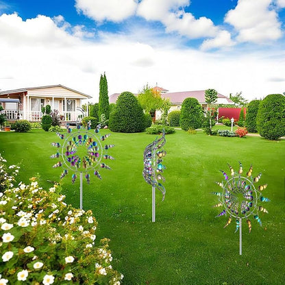 Magical Metal Windmill for Backyards,3D Kinetic Wind Sculpture for Yard & Garden, Outdoor Metal Windmill Decor with Spinning Blades for Patio, Lawn, Backyard