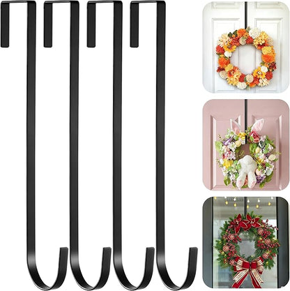 Wreath Door Hanger, Over Door Hook, 15" Long Plant Hangers Outdoor, Metal Garden Fence Plant Hooks for Hanging Planters, Flower Baskets or Pots, Bird Feeders, Festival Decorations (SSF4)