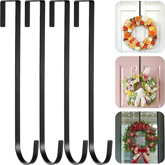 Wreath Door Hanger, Over Door Hook, 15" Long Plant Hangers Outdoor, Metal Garden Fence Plant Hooks for Hanging Planters, Flower Baskets or Pots, Bird Feeders, Festival Decorations (SSF4)