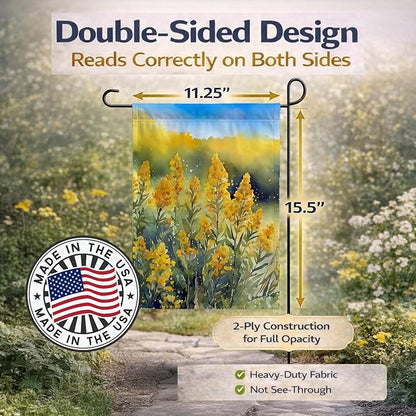 Caroline's Treasures Nebraska Goldenrod in Watercolor Garden Flag Mailbox Flag Decorative Yard Flag Banner Outside Patio Artwork Yard Flower Beds, Garden Size, Multicolor