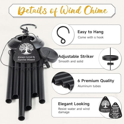 Memorial Gifts for Loss of Sister, 25''Memorial Wind Chimes of Sympathy Gifts for Loss of Sister,Condolence/Bereavement/Remembrance Gift,Windchimes in Memory,Funeral Decor for Garden Outside,Black