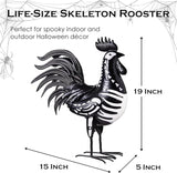 Evergreen Garden 19" Skeleton Rooster Metal Animal Statue | Indoor and Outdoor Safe | Halloween Decoration for Garden Yard Lawn Party | Rustic Farmhouse Chicken Decor