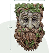 Arcadia Garden Products Large Whimsical Tree Face Planter, 8"x11.8" Outdoor Tree Hugger, Old Man Spirit Sculpture for Garden Art Decor, Birdfeeder, Hangs on Trees, Fences or Walls, Elderberry