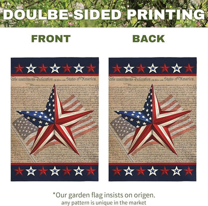 Patriotic Garden Flag American Star Freedom Independence Day Theme Yard Flags Lawn Porch July Fourth 4th of July Memorial Day House Banners Double Side Home Decoration 12x18 Inch