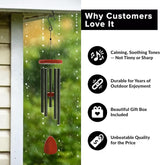 Wind Chimes for Outside - 37" Large Wind Chimes, Classic Black Aluminum Windchimes Outdoors, Zen Gift for Mom, Outdoor Garden Patio Decoration