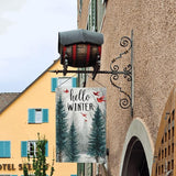 Hello Winter Garden Flag Seasonal Double Sided 12 x 18 Inch Small Yard Flag for Indoor Outdoor Decor Holiday All Seasons