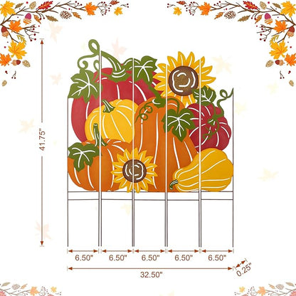 Glitzhome 41.75" H Fall Pumpkin Patch Combo Yard Stake, Metal Thanksgiving Pumpkins Sunflower Yard Signs, Decorative Pumpkin Garden Stake for Home Fall Autumn Harvest Halloween Patio Lawn Decor