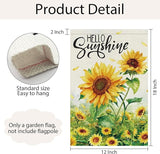 Spring Summer Sunflower Garden Flag 12x18 Inch Double Sided Burlap for Outside，Hello Sunshine Yard Sign Seasonal Holiday Outdoor Decoration