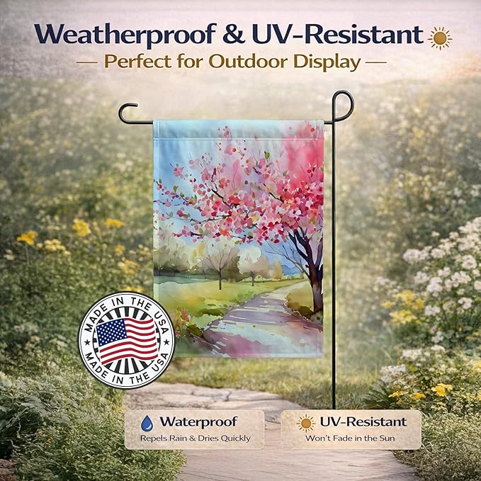 Caroline's Treasures Michigan Apple Blossoms in Watercolor Garden Flag Mailbox Flag Decorative Yard Flag Banner Outside Patio Artwork Yard Flower Beds, Garden Size, Multicolor