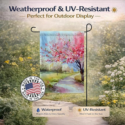 Caroline's Treasures Michigan Apple Blossoms in Watercolor Garden Flag Mailbox Flag Decorative Yard Flag Banner Outside Patio Artwork Yard Flower Beds, Garden Size, Multicolor